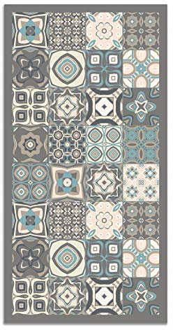 Panorama Vinylteppich - Modell Vynilteppich Hydraulic Fliesen 3 Blau Farbe - 160x230 cm - Verschiedene Größen - Deko Küche, Läufer und Outdoor