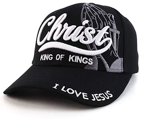 Trendy Apparel Shop 3D Christus König der Könige bestickt Jesus Christian Ball Cap - Schwarz - Einheitsgröße