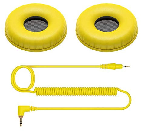 Pioneer DJ HC-CP08-Y Cuscinetti E Cavo SPIRALATO per Cuffie Pioneer HDJ-CUE1 (Giallo)