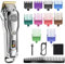 Hatteker Tagliacapelli da uomo con cavo per tagliare i capelli senza fili, kit professionale per tagliare i capelli, ricaricabile, IPX7, display a LED impermeabile, 10 pettini colorati