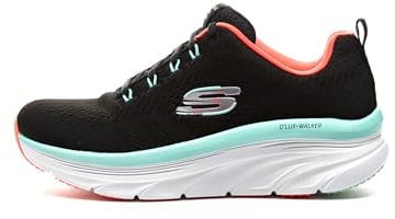 Skechers Damen D'lux Walker Fresh Finesse Sneaker, Black Mesh Mint Trim, 39 EU