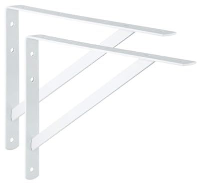 Alpenstahl Schwerlastwinkel Weiß 250 mm - 2 Stück Regalträger 300 kg | Schwerlastkonsole ATHENA aus Stahl massiv, Regalhalterung geprüft nach DIN EN 16337 - Wandhalterung für Keller & Werkstatt