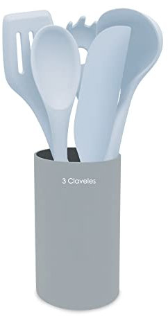 Utensilios cocina de silicona menaje de cocina 5 utensilios antiadherente resistentes al calor y humedad sin BPA con portautensilios