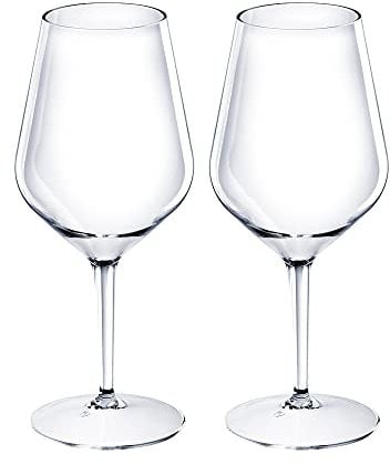 DoimoFlair Weingläser aus Kunststoff bruchsicher Weinbecher Sektgläser Plastik Transparent 47 cl. Set 2 Stück