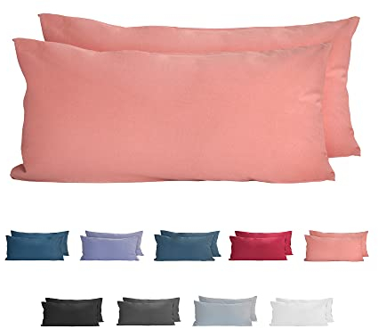 Komfortec 100% Baumwolle Kissenbezüge 2er Set 40x80 cm, Superweicher Premium Jersey Kopfkissenbezug 150 g/m², Kissenhülle, Puderfarbe