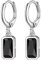 Suplight 925 Sterling Silber Schwarz Onyx Dangle Ohrringe, Hypoallergene Schwarz CZ Cubic Zirkonia Tropfen Ohrringe für Frauen Dangling