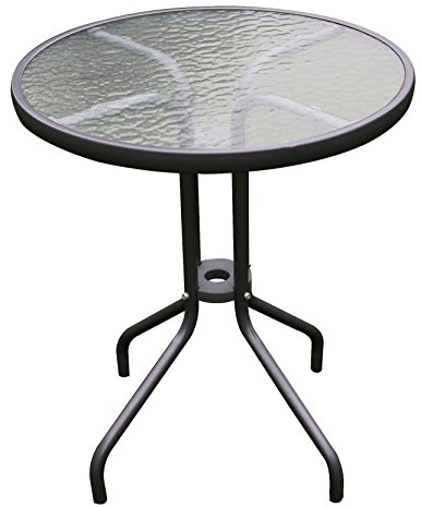 INDA-Exclusiv Balkontisch Bistrotisch Glasplatte und pulverbeschichtetes Metallgestell Rund Ø 60 H70cm Tisch Gartentisch Glastisch, Farben:Anthrazit