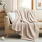 Sherpa Throw Blanket,Cable Pattern Decorative Soft Cozy Blanket for Couch Sofa,Light Weight Fleece Warm Throw Blanket for Bed,Beige,127 x 152 cm