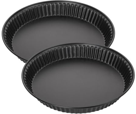 Zenker 9915250 Lot de 2 moules à quiche, moule à tarte, moule pour quiche lorraine, 2 moules à quiches lorraine identiques, moule quiche, 2 moules à tartes, Acier inoxydable, Noir, 30 x 3,5 cm
