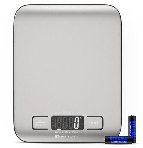 Küchenwaage digital – 10kg Waage mit LCD-Display & Tare Funktion – Edelstahl Küchenwaage für Kochen Backen Haushalt – Digitale Küchenwaage ultradünn
