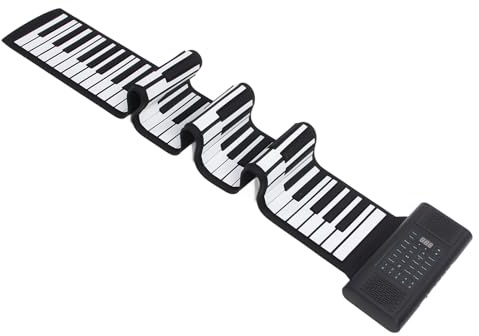 Depisuta Piano à roulettes 88 touches, clavier portable pliable avec écran LED et sortie MIDI, 128 sonorités et rythmes, 14 chansons de démonstration, clavier souple en silicone pour enfant