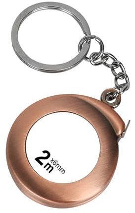 TERNCOEW Mètre ruban porte-clés fonctionnel rétractable 2 m en acier inoxydable avec mètre ruban, porte-clés fonctionnel rétractable, 1,8 m x 2 m, bronze