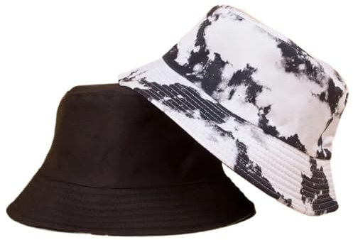 TDNEKMCA Wendbarer Anglerhut Für Damen Und Herren – Beidseitig Tragbarer Panama-Anglerhut Aus Batik-Polyester,Fischer-Strand-Sonnenkappe Für Outdoor-Aktivitäten,Weiß,M