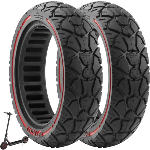 VOLOHAS 60/70-7 Vollgummireifen 10 Zoll Solide Reifen Ersatzreifen für Xiaomi 4 Pro/Xiaomi 4 Pro Max Elektroroller Vollreifen Anti-Rutsch Pannensicher Explosionsgeschützter (Rot 2 PCS)
