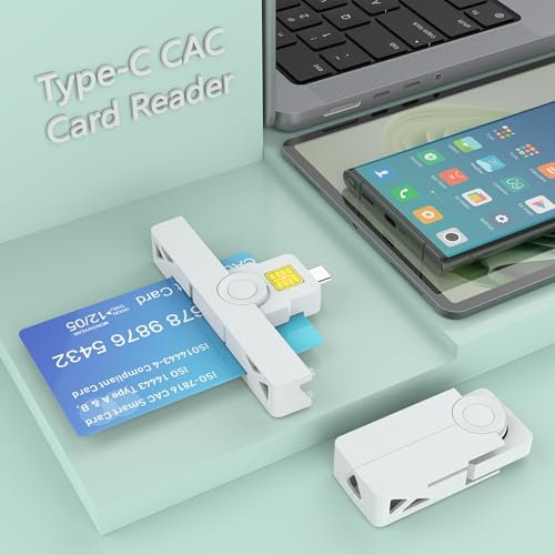 Mini CAC Smart Card Reader for Type C，Foldable USB-C DOD Military Common Access ID Credit Card/IC Bank/Government ID/PIV CAC Chip Card with Windows, Mac OS for Android Phones, MacBook Pro-Plug & Play