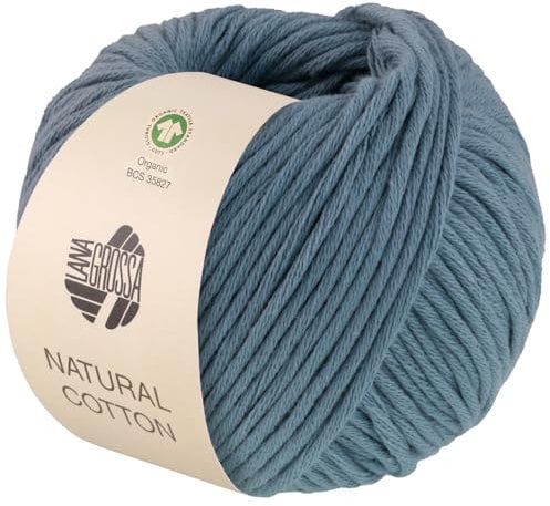 LANA GROSSA Natural Cotton Gots | Bio-Baumwollgarn in Millefili- Zwirnung | Handstrickgarn aus 100% Baumwolle (Bio) | 50g Wolle zum Stricken & Häkeln | 80m Garn