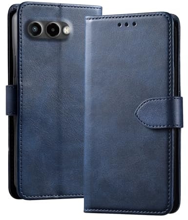 GIOPUEY Leder Hülle Kompatibel mit Telekom T Phone 3, All Inclusive Flip Leder Case Cover, 3 Kartenfach, Handyhülle mit Standfunktion - Blue