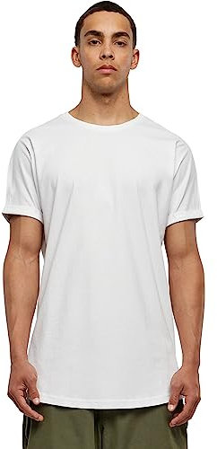Urban Classics Homme Shaped Turnup URBAN CLASSICS T Shirt pour Homme Long avec Manches retrouss es Turn Up Tee Coupe Longue Manches, Blanc (White 220), S EU