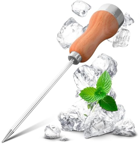 Ice Pick Tool with Stainless Steel Needle & Wooden Handle – Ice Picks for Breaking Ice In Freezer with Ergonomic Handle for Secure Grip – Designs for Kitchens, Bars & Camping Easy Breaking