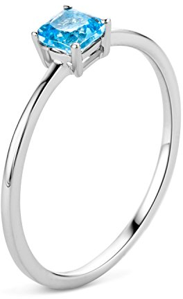 Miore Ring Damen Weißgold 9 Karat / 375 Gold Solitär Blauer Topas