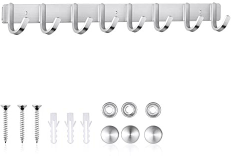 ERWEY Hakenleiste Küchenleiste Kleiderhaken, Garderobenleiste Garderobenhaken Wandhaken Edelstahl für Bad Küche Kleidung Handtuch(8 Haken, 60cm)