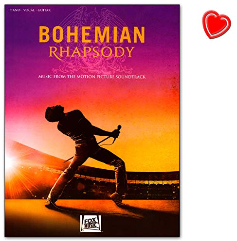 Bohemian Rhapsody - Songbook mit Musik aus dem Film-Soundtrack für Klavier, Gesang, Gitarre mit bunter herzförmiger Notenklammer - Hal Leonard HL00286617 9781540040565
