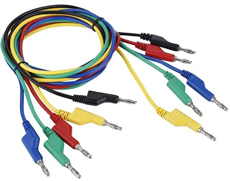 Samfox Set di cavi di misurazione a banana impilabili da 4 mm, per multimetro, filo di misurazione elettrico, 1000 V/15 A, 5 pezzi