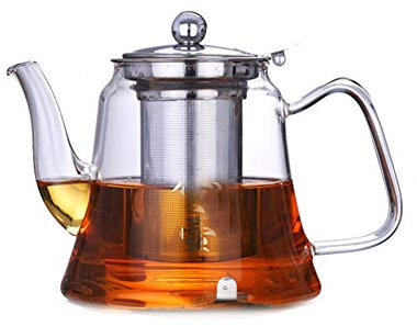 Chiatai Glass Teapot,Glass Tea Jug Stovetop Safe Tea Kettle Tea Diffuser Clear Pot with Removeable Infuser 1000ml