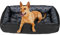SuperKissen24. Hundebett Hundekorb Hundesofa Tierbett für Kleine, Mittlere und Grosse Hunde - Waschbar - Größe M - Schwarz und Grau - Pfoten