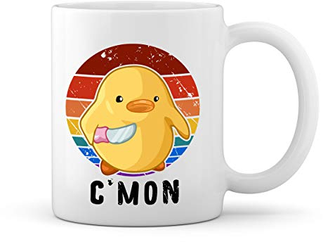 Duck with Knife C'mon Retro White Coffee Mug