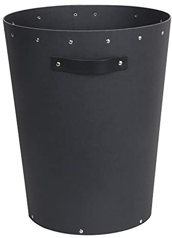 Bigso Box of Sweden poubelle de bureau – corbeille à papier avec poignée en cuir pour intérieur moderne – poubelle design en panneau de fibres recyclé – noir