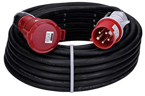 Voxura CEE-Kabel Verlängerungskabel Starkstromkabel 5-polig 400V H07RN 5G 6 32/5 32A IP44 Phasenwender Starkstrom 25m