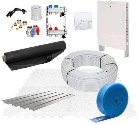 Fußbodenheizung Warmwasser Set 70m² Trockenestrich 25 mm Dämmplatte PE-RT Regelung A
