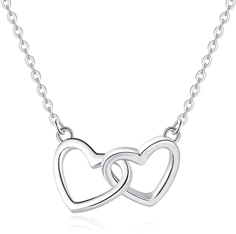 LuLiyLdJ Collier femme personnalisé, pendentif en forme de cœur, inclus pour votre fille et votre mère. Anniversaire, Noël, Fête des Mères, Saint Valentin