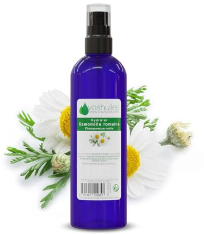 VOSHUILES - Hydrolat de Camomille Romaine COSMOS - Eau Florale Apaisante et Douce - Parfum Miel Délicat - Soin Visage et Corps Peaux Réactives - 200ml