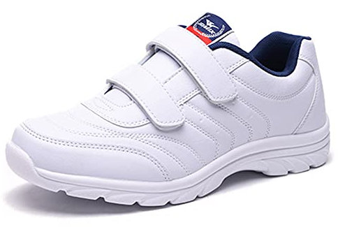 JOMIX Zapatillas Mujer Casual Zapatillas Deportivas Mujer Tenis Running Sneakers Mujer con Banda Ajustable Correr Carretera Gimnasia Fitness, Blanco, 38 EU