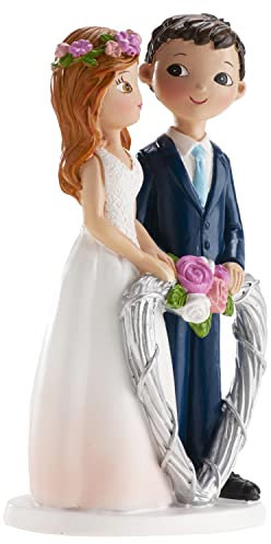 dekora Décoration de Gâteau de Mariage | Figurines Gâteaux de Mariage Marié Coeur - 16 cm, Multicolore, (305103)