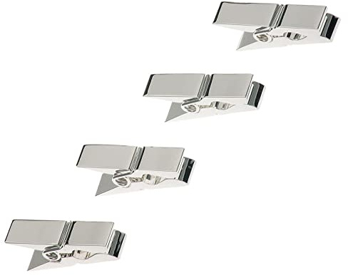 Serviettenklammer Set 4-teilig versilbert - 3,2 cm Klammern aus Metall, anlaufgeschützt & glatt poliert, silberfarben - Elegante Serviettenhalter für Hochzeit, Dinner & Tischdeko