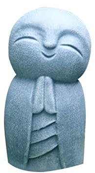 EMVANV Feng Shui Zen stehender glückseliger japanischer Jizo-Mönch-Figur, Buddha-Statue, kleiner Jizo, Kunstharz, Bastel-Skulptur für Zuhause, Outdoor, Garten, Dekoration (grau)