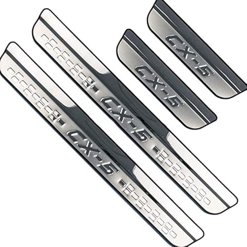 buhb 4 Pcs Car Door Sill Protector Strips for Mazda CX-5 CX5 KF 2017 2018 2019 2020, Stainless Steel Auto Threshold Kick Plates Bar Guard Non-Slip Anti-Scratch Styling Accessories