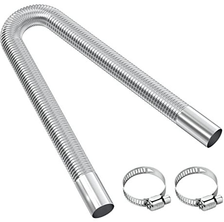 URAQT Tubo del Riscaldatore Dell'aria, 60cm Ø 2.5cm Tubo di Scarico in Acciaio Inossidabile, Tubo del Riscaldatore Parcheggio con 2 fascette stringitubo, per riscaldatore di parcheggio