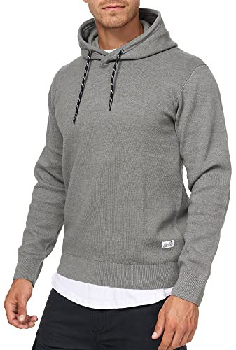 Indicode Herren Longview Sweatshirt mit Kapuze | Hoodie Kapuzenpullover für Männer Grey Mix, XL