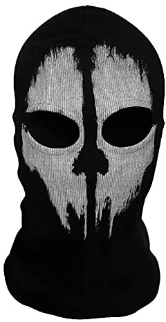 COD Ghost Mask Skull Balaclava MW2 Skeleton Costume Full Head Ski Snood Mask Knitted Windproof Warmer Headwear for Bike Skateboard Motorcycle Snowboard Outdoor Sport