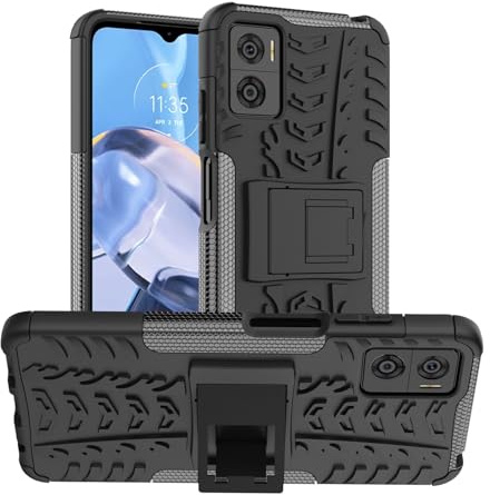 betterfon Oudoor Hülle Kompatibel mit Motorola Moto E22 / E22i | Case Panzer Hülle Cover Schutzhülle Etui Bumper | Schwarz