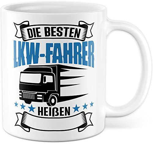 LKW Tasse personalisierbar Lkw Fahrer Kaffeetasse anpassbar Kaffee-Becher mit Wunsch Name lustig Geschenkidee persönlich Fernfahrer Geschenk Lastwagen Spediteur Custom Tasse mit Spruch (Weiß)