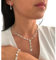 ONDEGO® 3er Set Y SILBER Strass Schmuck Kette Schmuckset Armband Hochzeit Collier Halskette Brautschmuck Kommunion Ball Abiball