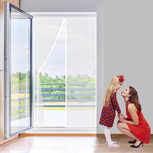 zanzariera porta finestra scorrevole in Fai da te 220x220cm Tenda Magnetica Chiusura Automatica Zanzariera Porta Magnetica Installazione Dell'adesivo per balcone Porte D’Ingresso - Bianco