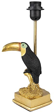 Clayre & Eef Lampenfuß Tukan 14x10x31 cm Goldfarbig Schwarz Kunststoff Lampensockel