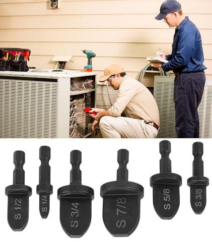 Kupferrohr Expander Werkzeuge, Rohr Expander Set, Rohraufweiter, Bohrer-Werkzeugset Expander aus Kupfer Lager Stahl Hex Griff Klimaanlage Rohr Expander, Kupferrohr Swaging Tool Set(C)