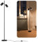 linovum TAVIRA Stehlampe schwarz 2-flammig - Standleuchte modern mit schwenkbaren Köpfen & Fußschalter mit GU10 LEDs warmweiß 2W